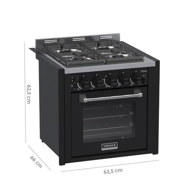 Fogao a Gas de Embutir 4 Bocas Venax Temis Preto 110v