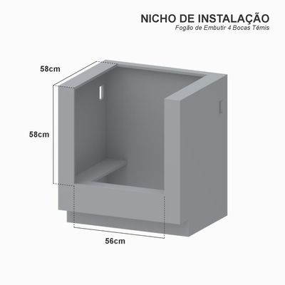 Fogao a Gas de Embutir 4 Bocas Venax Temis Vermelho 110v