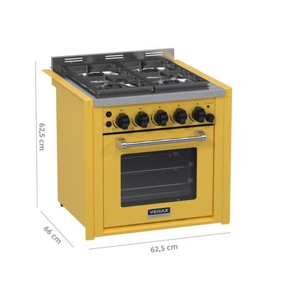 Fogao a Gas de Embutir 4 Bocas Venax Temis Amarelo 110v