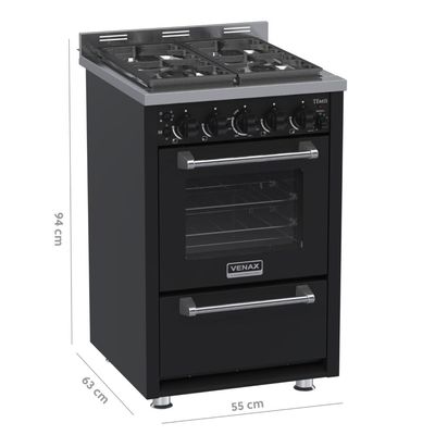 Fogao a Gas 4 Bocas Venax Temis Preto 110v