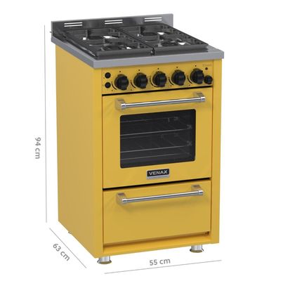 Fogao a Gas 4 Bocas Venax Temis Amarelo 110v