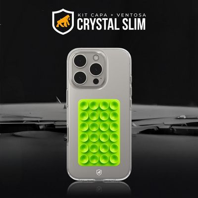 Kit Capa Crystal Slim para iPhone 13 Pro Max +  Ventosa - Verde - Gshield