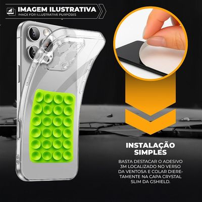 Kit Capa Crystal Slim para iPhone 14 Pro Max +  Ventosa - Verde - Gshield