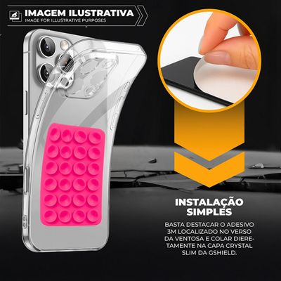 Kit Capa Crystal Slim para iPhone 13 Pro Max +  Ventosa - Rosa - Gshield