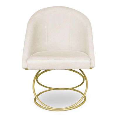 Cadeira Poltrona De Jantar Bela Veludo Base Metálica Luxo Dourado - Pallazio Cor Bege