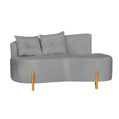 Sofá Orgânico 02 Lugares Para Sala Ds Home Veludo Cinza