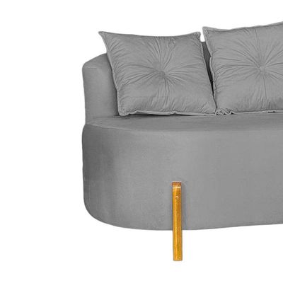 Sofá Orgânico 02 Lugares Para Sala Ds Home Veludo Cinza
