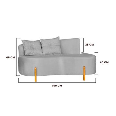 Sofá Orgânico 02 Lugares Para Sala Ds Home Veludo Cinza