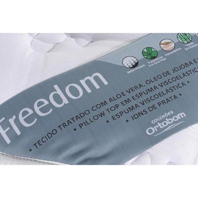 Conjunto Box Baú King: Colchão Molas Ortobom Ensacadas Freedom +Base CRC Suede White (193x203)