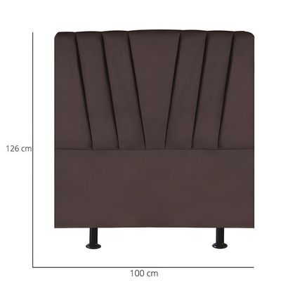 Cabeceira Solteiro Cama Box Estofada 100 Cm Lile Veludo Marrom
