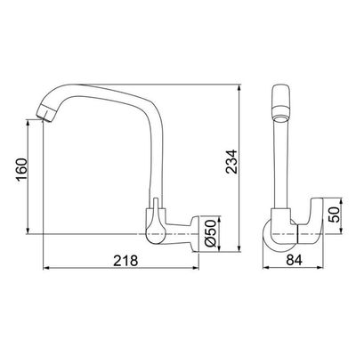 Torneira Para Cozinha De Parede Bica Móvel Fitt Preto 1168 F61