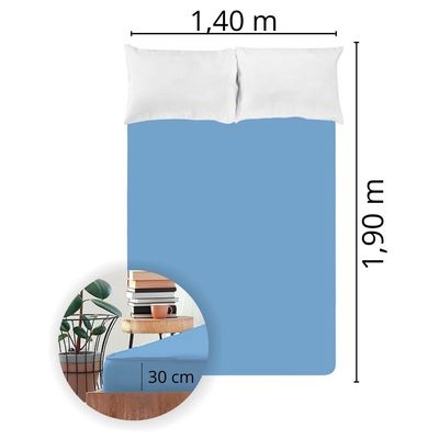 Lençol Avulso Casal Liso com Elástico 130 Fios - Fiori Azul anil