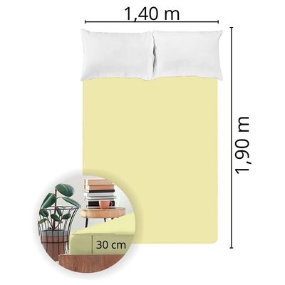 Lençol Avulso Casal Liso com Elástico 130 Fios - Fiori Amarelo