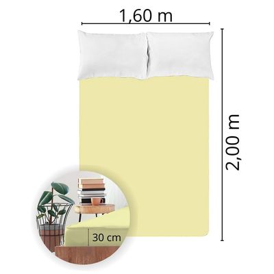 Lençol Avulso Queen Size Liso com Elástico 200 fios - Fiori Amarelo