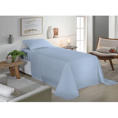 Jogo de Cama Solteiro Liso 180 Fios Fiori Azul anil