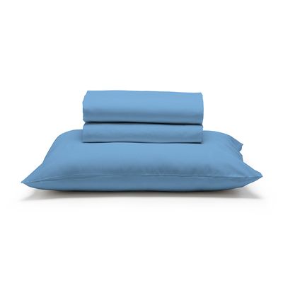Jogo de Cama Solteiro Liso 180 Fios Fiori Azul anil