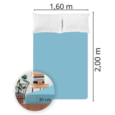 Lençol Avulso Queen Size Liso com Elástico 200 fios - Fiori Azul