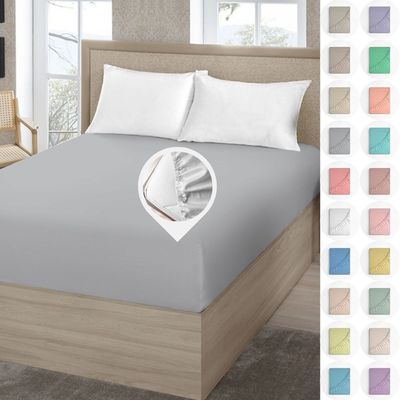 Lençol Avulso Queen Size Liso com Elástico 180 Fios - Fiori Cinza
