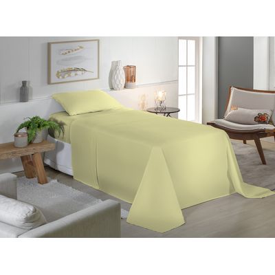 Jogo de Cama Solteiro Liso 180 Fios Fiori Amarelo