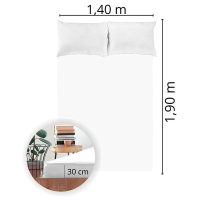 Lençol Avulso Casal Liso  com Elástico 200 Fios - Fiori Branco