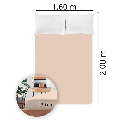 Lençol Avulso Queen Size Liso com Elástico 200 fios - Fiori Bege