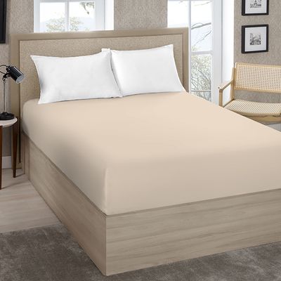 Lençol Avulso Queen Size Liso com Elástico 200 fios - Fiori Bege