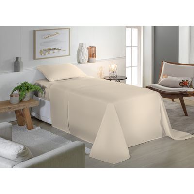 Jogo de Cama Solteiro Liso 180 Fios Fiori Bege