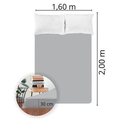 Lençol Avulso Queen Size Liso com Elástico 200 fios - Fiori Cinza