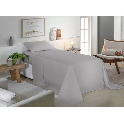 Jogo de Cama Solteiro Liso 180 Fios Fiori Cinza