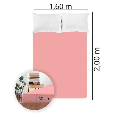 Lençol Avulso Queen Size Liso com Elástico 200 fios - Fiori Coral