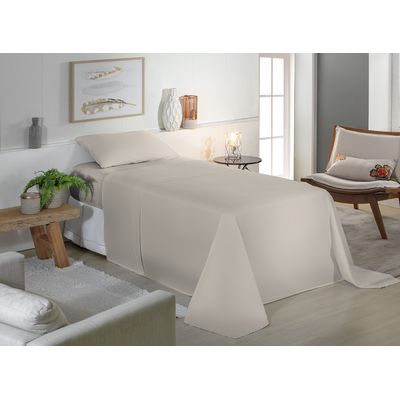 Jogo de Cama Solteiro Liso 180 Fios Fiori Kaki
