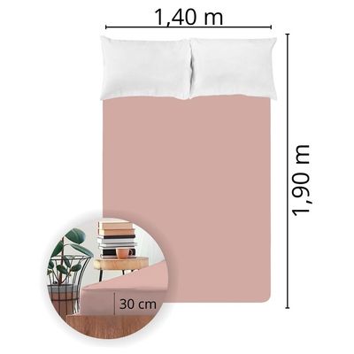 Lençol Avulso Casal Liso com Elástico 130 Fios - Fiori Rosa antigo