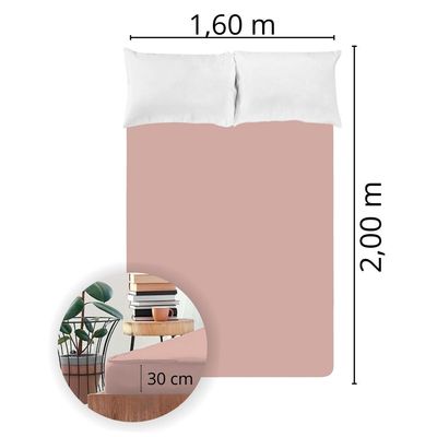 Lençol Avulso Queen Size Liso com Elástico 200 fios - Fiori Rosa antigo