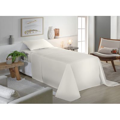 Jogo de Cama Solteiro Liso 180 Fios Fiori Pérola