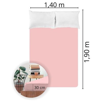 Lençol Avulso Casal Liso  com Elástico 200 Fios - Fiori Rosa claro