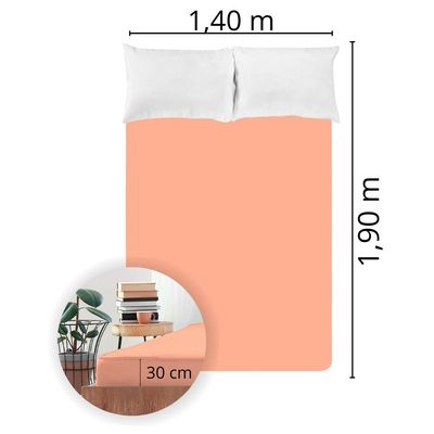 Lençol Avulso Casal Liso com Elástico 130 Fios - Fiori Salmão