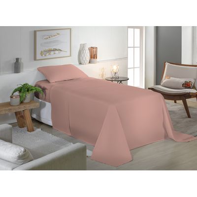 Jogo de Cama Solteiro Liso 180 Fios Fiori Rosa antigo