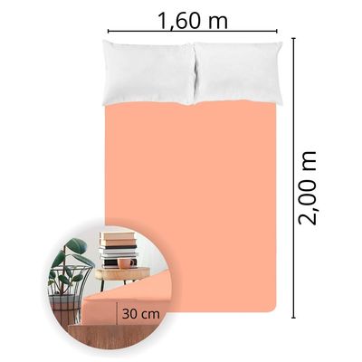 Lençol Avulso Queen Size Liso com Elástico 200 fios - Fiori Salmão