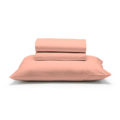 Jogo de Cama Solteiro Liso 180 Fios Fiori Salmão