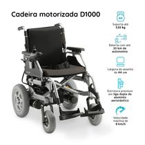 Cadeira de Rodas Motorizada em Alumínio Dobrável até 135 Kg Assento de 45 cm D1000 Dellamed