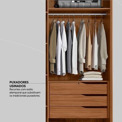 Guarda Roupa Casal 6 Portas Com Espelho E 6 Gavetas Equador - Nogueira Touch