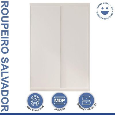 Guarda Roupa Solteiro Salvador 2 Portas 2 Gavetas Minastex Branco