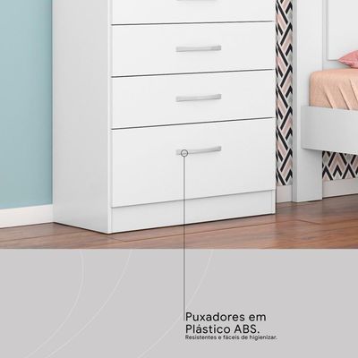 Cômoda 4 Gavetas Estrela Branco