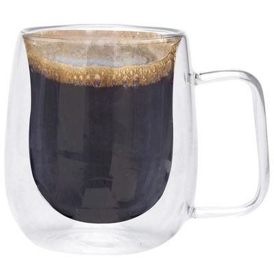 Conjunto com 2 Canecas para Café Dynasty Coffee Time em Vidro Borossilicato Parede Dupla  220 ml