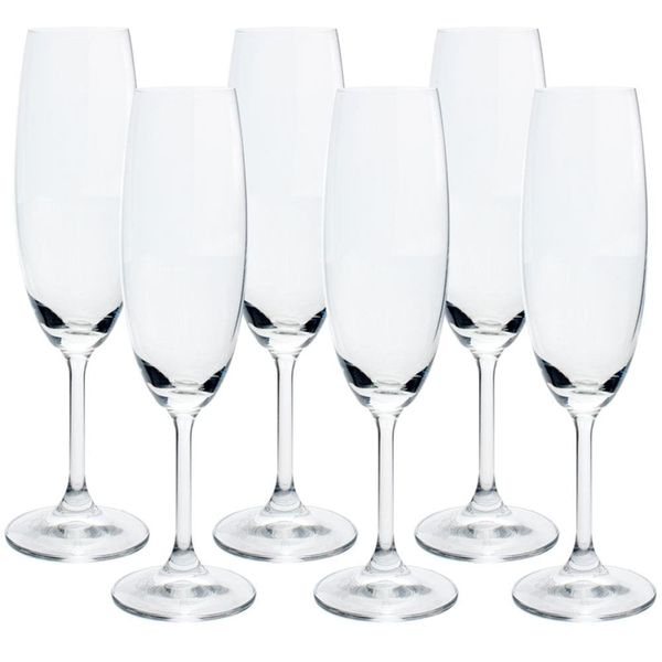 Conjunto de Taças para Champanhe Bohemia Anna 220 ml em Cristal Ecológico 6 Peças