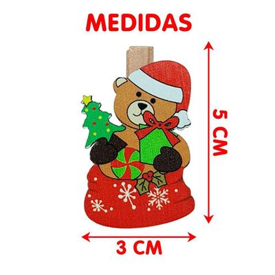 Jogo Prendedores Decorativo De Natal Urso Enfeite Kit 120pçs