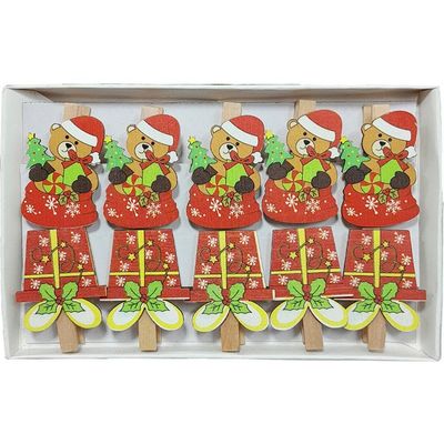 Jogo Prendedores Decorativo De Natal Urso Enfeite Kit 120pçs