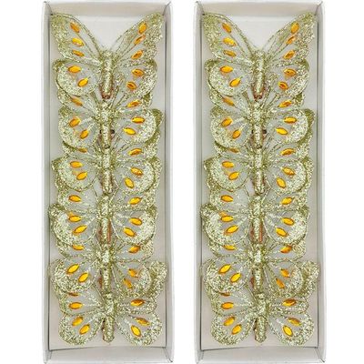 Presilha Prendedor Enfeite Borboleta Natal Dourado 8cm 18pçs