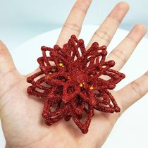 Pendentes Enfeite Natalino Flores Gliter Vermelho Kit 20pçs