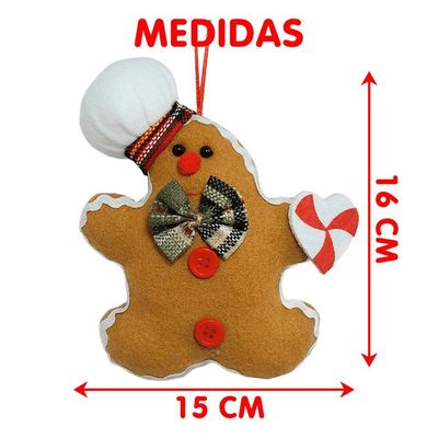 Bonecos Biscoito Ginger Enfeite Pendente Natalino 16cm 8pçs